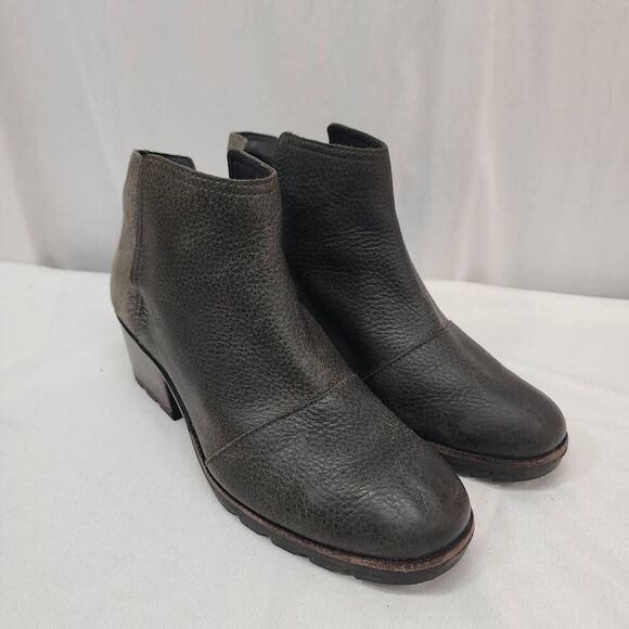 Sorel Women Size 8.5 Cate Cutout Black Leather Waterproof Bootie Boots - Picture 1 of 8